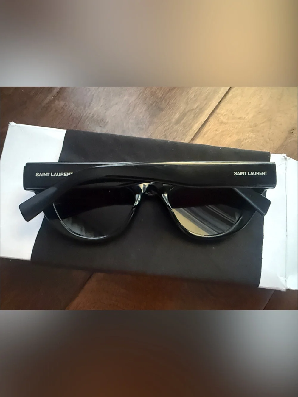 Saint Laurent Sleek Logo Cat Eye Black Sunglasses SL-676 001